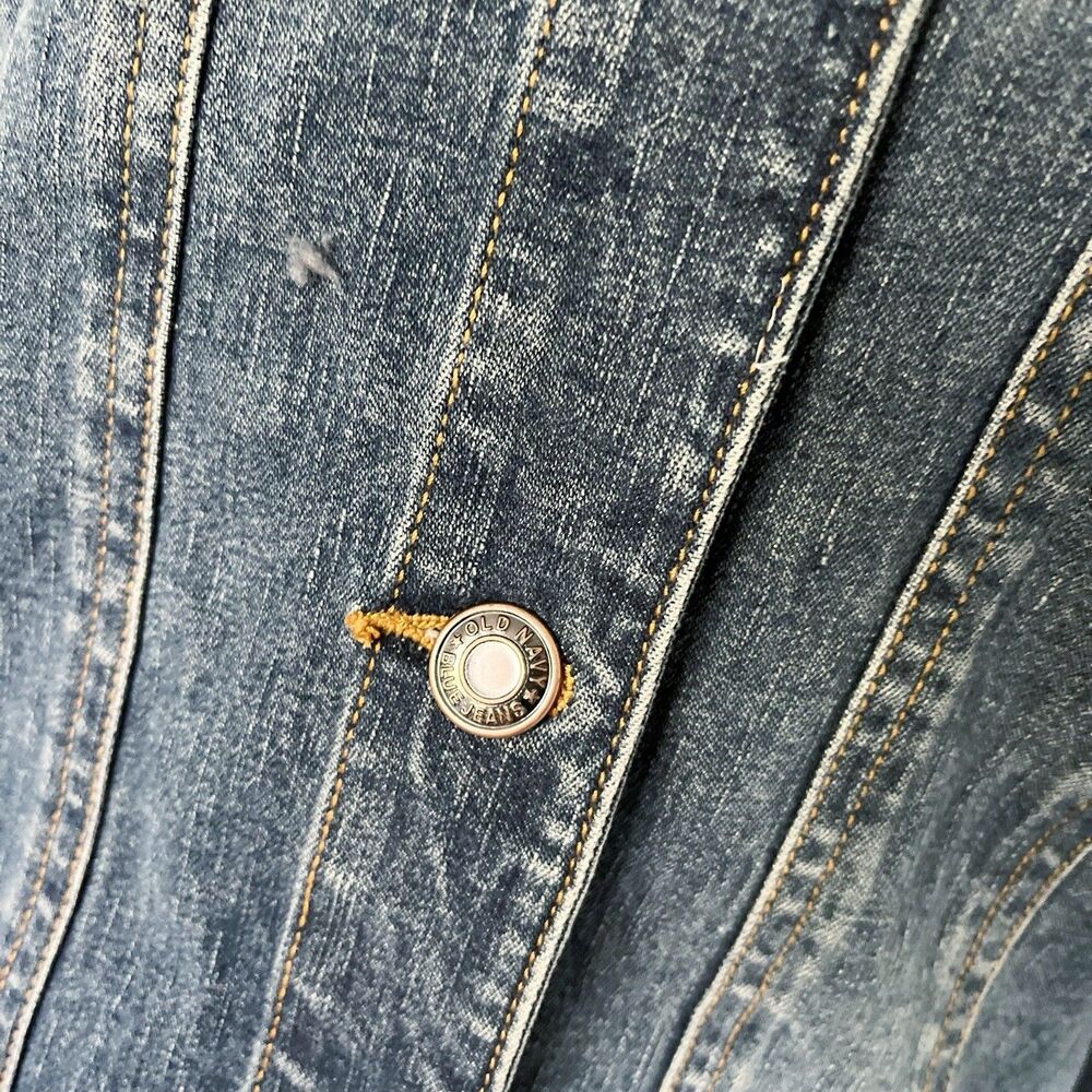 Vintage Old Navy Denim Jacket S Small Stretch Cotton Y2K Revival Utility Chic - Picture 12 of 16